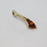 Sterling Silver 3 Baltic Amber Rounds Wishbone Charm Pendant Vintage c1970