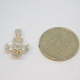 Sterling Silver Four Leaf Clover Paste Set Charm Pendant Vintage c1970