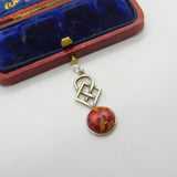 Sterling Silver and Red Agate Charm Pendant Vintage c1970