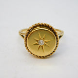 Boxed Victorian 15ct Gold & Diamond Set Starburst Dress Ring Antique c1890s
