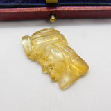 Citrine Cameo Man in Turban Detail Pendant Brooch Pin Antique Art Deco