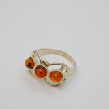 Sterling Silver Baltic Amber Cut-Out Butterfly Ring Vintage c1970 Size N 1/2
