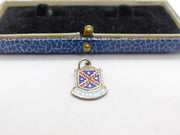 Sterling Silver & Enamel Teignmouth Shield Charm Pendant Vintage c1970