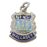 Sterling Silver Enamel Wallasey Shield Charm Pendant Vintage c1970