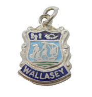 Sterling Silver Enamel Wallasey Shield Charm Pendant Vintage c1970