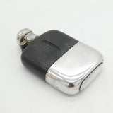 Edwardian Silver Plated & Leather Hip Flask & Stirrup Cup Antique c1910