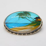 TLM Sterling Silver Morpho Butterfly Wing Island Brooch Antique c1930s