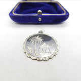 Victorian Sterling Silver Niello Enamel Desert Camel Scene Pendant c1900 Antique