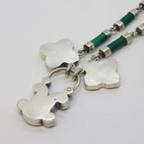 19th Century Scottish Sterling Silver & Malachite Padlock Panel Necklace Antique