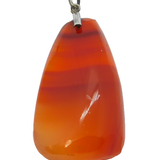 Sterling Silver Red Banded Agate Drop Charm Pendant Vintage c1970
