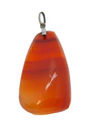 Sterling Silver Red Banded Agate Drop Charm Pendant Vintage c1970