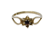 Sterling Silver Garnet & Citrine Cluster Dress Ring Vintage c1970 Size L