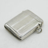Edwardian Sterling Silver Engine Turned Vesta Case Antique 1908 Birmingham