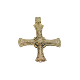 Sterling Silver Textured Patterned Greek Cross Pendant Vintage c1970s