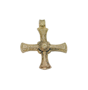 Sterling Silver Textured Patterned Greek Cross Pendant Vintage c1970s