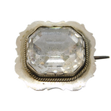 Victorian Sterling Silver & Rock Crystal Set Brooch Pin Antique c1880s