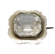 Victorian Sterling Silver & Rock Crystal Set Brooch Pin Antique c1880s