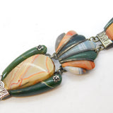 19th Century Scottish Sterling Silver & Carved Agate Panel Bracelet Antique