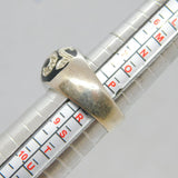 Sterling Silver Black Enamel & CZ Graduating Band Ring Vintage c1970 Size Q 1/2