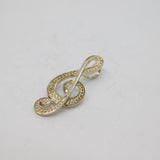 Sterling Silver Single Diamond Set Treble Clef Charm Pendant Vintage c1970