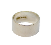 Sterling Silver Wide Plain Wedding Band Ring Vintage c1970 Size M 1/2