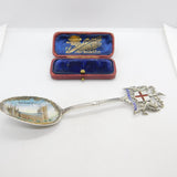 Edwardian Sterling Silver & Enamel Bowl Westminster Abbey Spoon 1904 Antique