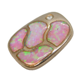Sterling Silver Studio Pink Opal Mosaic Drop Pendant Vintage c1990s