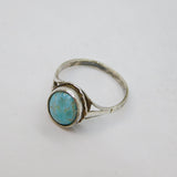 Sterling Silver Oval Cabochon Turquoise Dress Ring Vintage 1977 Size N 1/2
