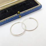 Pair of Sterling Silver Minimal Hoop Earrings Vintage c1970