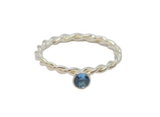 Sterling Silver Blue Topaz Twisted Band Stacking Ring Vintage c1970 Size M