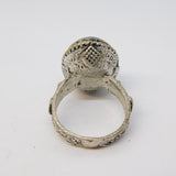 20th Century White Metal Green Agate Centurion Intaglio Signet Ring Antique