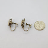 Pair of .800 Silver Carved Shell Cameo Screwback Earrings Antique c1930