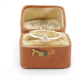 Sterling Silver Ring With Teardrop Diamond Paste Vintage c1970 Size O