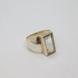 Sterling Silver Baguette Cut White Topaz Signet Style Ring Vintage c1970 Size Q