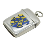 Victorian Sterling Silver Enamel Trinity College, Oxford Vesta Case Antique 1893