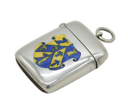 Victorian Sterling Silver Enamel Trinity College, Oxford Vesta Case Antique 1893
