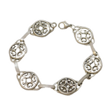 Ola M. Gorie Sterling Silver Floral Pattern Panel Bracelet Vintage Edinburgh