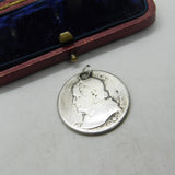 Vatican City Pius IX 1 Lira Coin Charm Pendant .835 Silver Antique 1866