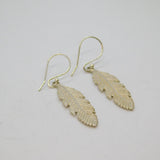 Pair of Sterling Silver Stud Feather From Hook Drop Earrings Modern c1990