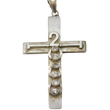 Sterling Silver Paste Set Millenium Cross Large Charm Pendant Vintage c1970s