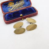 9ct Yellow Gold on Sterling Silver Engine Turned Gents Cufflinks Antique Deco