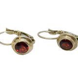 Pair of Sterling Silver Faceted Garnet Leverback Studio Earrings Vintage c1970