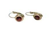 Pair of Sterling Silver Faceted Garnet Leverback Studio Earrings Vintage c1970