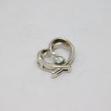 Sterling Silver CZ Set Contemporary Open Heart Charm Pendant Vintage c1970
