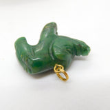 Carved Nephrite Jade Elephant Charm Pendant Vintage c1970