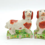 20th Century Staffordshire Pair of King Charles Spaniels Antique c1920
