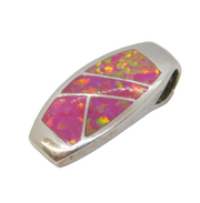 Sterling Silver Greek Synthetic Opal Set Drop Pendant Vintage c1980