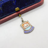 Sterling Silver and Enamel Tenterden Travel Shield Charm Pendant Vintage c1970