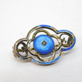 Scandinavian Sterling Silver & Enamel Dress Brooch Antique c1920 Art Deco