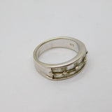 Sterling Silver Two Tier 8 Emerald Cut Spinel Band Ring Modern c1990 Size P